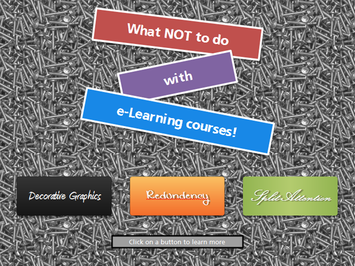 Bad Design Elearning Bad elearning – Learn. Show. Repeat.
